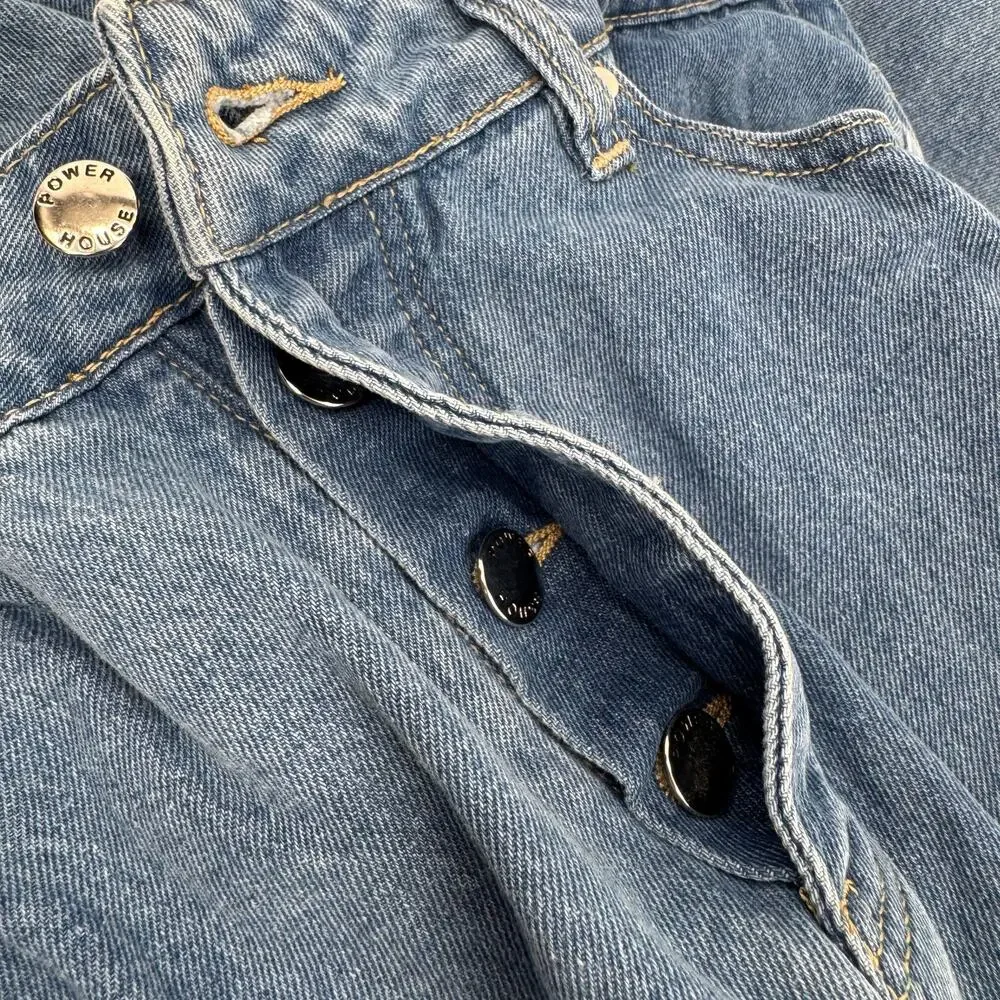 Powerhouse Union Alls Jeans Mens 34 (34x29 ACTUAL) Blue Denim Button Fly 90s VTG